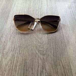 quay australia in pursuit brown gold oversized cat eye sunglasses eyewear NEW